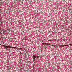 Maje Pink Imprime Fleu Print Cotton Puff Sleeve Jumpsuit M