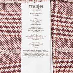 Maje Red Checked Cotton Blend Godets Mini Skirt L