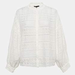 Maje White Broderie Anglaise Cotton Shirt L
