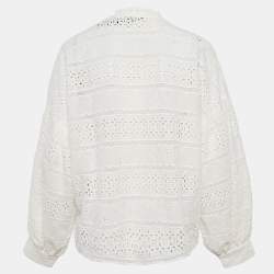 Maje White Broderie Anglaise Cotton Shirt L