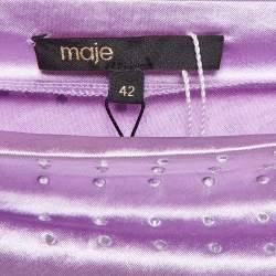 Pre Owned Maje Purple Rhinestone Embellished Stretch Satin Asymmetric Mini Dress XL