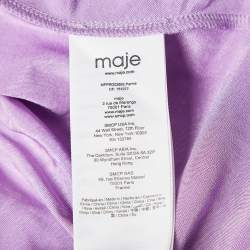 Pre Owned Maje Purple Rhinestone Embellished Stretch Satin Asymmetric Mini Dress XL