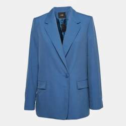 Maje Blue Crepe Straight Tailored Blazer M