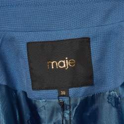 Maje Blue Crepe Straight Tailored Blazer M