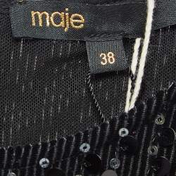 Pre Owned Maje Black Sequin Embellished Stretch Velvet Rassul Mini Dress M