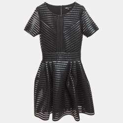 Maje Black Roybridge Striped Mesh Flared Mini Dress S