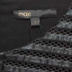 Maje Black Roybridge Striped Mesh Flared Mini Dress S