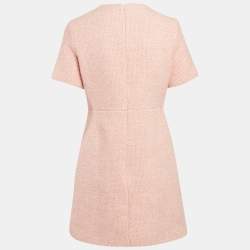 Pre Owned Maje Pink/White Tweed Button Detail Mini Dress M