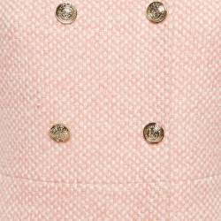 Pre Owned Maje Pink/White Tweed Button Detail Mini Dress M