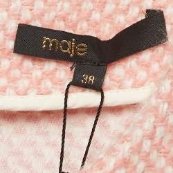 Pre Owned Maje Pink/White Tweed Button Detail Mini Dress M