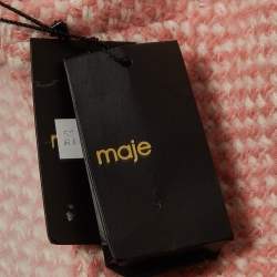 Pre Owned Maje Pink/White Tweed Button Detail Mini Dress M