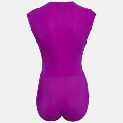 Maje Purple Jersey V-Neck Bodysuit S