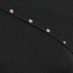 Maje Black Rib Knit Button Detail Flared Short Dress M
