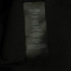 Maje Black Rib Knit Button Detail Flared Short Dress M