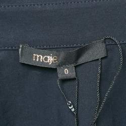 Pre Owned Maje Navy Blue Brass Belted Cotton Oversized Shirt XS