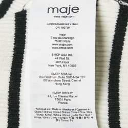 Maje Black/White Stripe Rib Knit Button Front Cardigan S