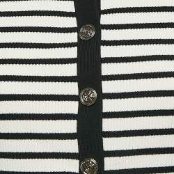 Maje Black/White Stripe Rib Knit Button Front Cardigan S