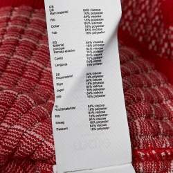 Maje Red Patterned Rib Knit Button Front Cardigan XS