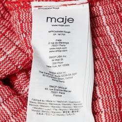 Maje Red Patterned Rib Knit Button Front Cardigan XS