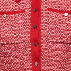 Maje Red Patterned Rib Knit Button Front Cardigan XS