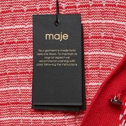 Maje Red Patterned Rib Knit Button Front Cardigan XS