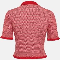 Maje Red Patterned Rib Knit Button Front Cardigan XS