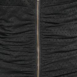 Maje Black Lurex Knit Mesh Ruched Ralone Mini Dress M
