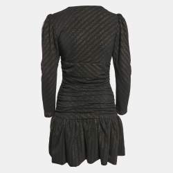 Maje Black Lurex Knit Mesh Ruched Ralone Mini Dress M