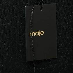 Maje Black Lurex Knit Mesh Ruched Ralone Mini Dress M