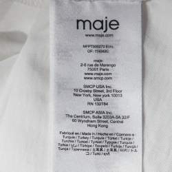 Pre Owned Maje White Cotton Tweed Sleeved Crew Neck T-Shirt M 