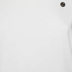 Pre Owned Maje White Cotton Tweed Sleeved Crew Neck T-Shirt M 