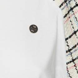 Pre Owned Maje White Cotton Tweed Sleeved Crew Neck T-Shirt M 