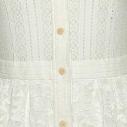 Maje Ecru White Patterned Knit Button Front Roxo Mini Dress S