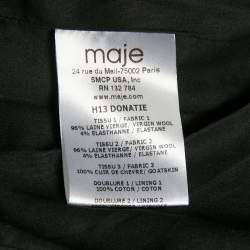 Maje Navy Blue Leather Trim and Wool Single Breasted Blazer M