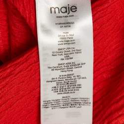 Maje Red Textured Crepe Bow Detail Mini Dress S