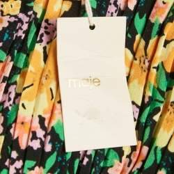 Maje Multicolor Floral Print Crepe Pleated Mini Dress L