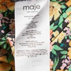Maje Multicolor Floral Print Crepe Pleated Mini Dress L