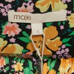 Maje Multicolor Floral Print Crepe Pleated Mini Dress L
