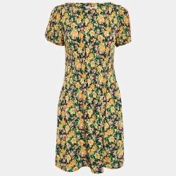Maje Multicolor Floral Print Crepe Pleated Mini Dress L