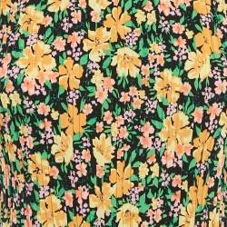 Maje Multicolor Floral Print Crepe Pleated Mini Dress L