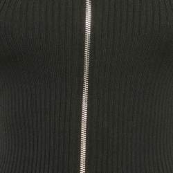 Pre Owned Maje Black Rib Knit Contrast Collar Zip Front Dress XS