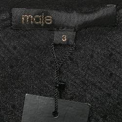 Maje Black Studded Chiffon One-Shoulder Midi Dress L