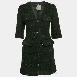 Maje Black Sequin Lurex Tweed Mini Dress XS
