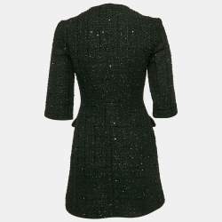 Maje Black Sequin Lurex Tweed Mini Dress XS