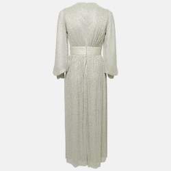 Maje Grey Lurex Plisse Long Dress M