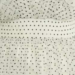 Pre Owned Maje White Polka Dot Mesh Tiered Riplume Dress S