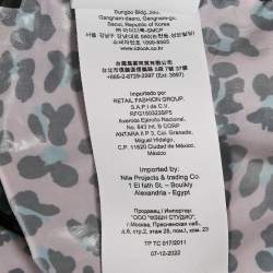 Maje Pink Leopard Print Synthetic Zip-Up Hooded Long Coat S