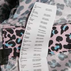 Maje Pink Leopard Print Synthetic Zip-Up Hooded Long Coat S