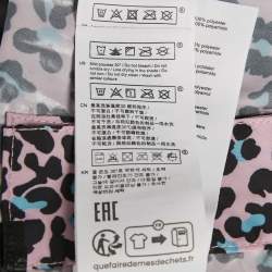 Maje Pink Leopard Print Synthetic Zip-Up Hooded Long Coat S