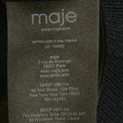 Pre Owned Maje Midnight Blue Rib Knit Cut-Out Detail Rolora Maxi Dress L